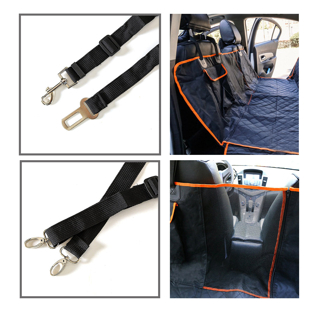 NNEAGS 2X 600D Oxford Cloth Waterproof Dog Car Cover Back Seat Protector Hammock Pet Mat Black-4