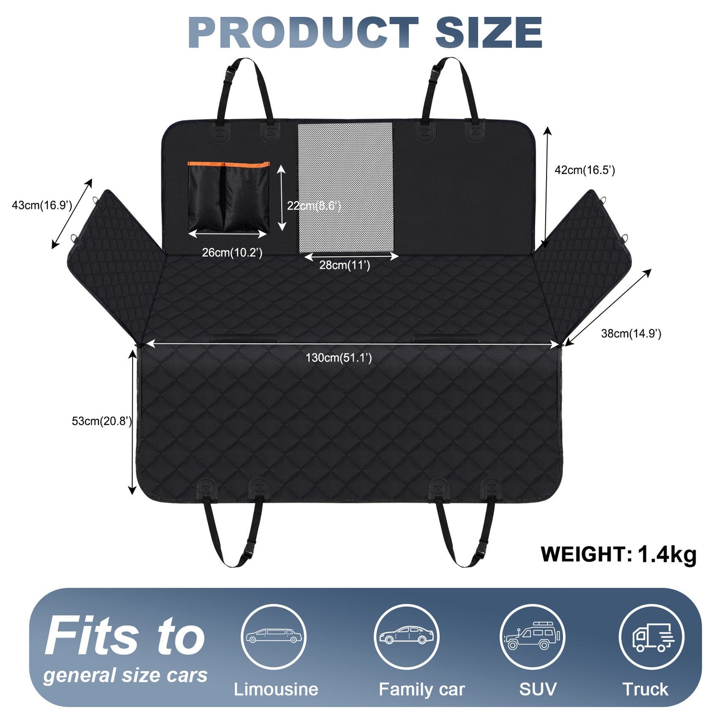 NNEDSZ Dog Car Seat Cover, Waterproof Pet Seat Cover for Back Seat with Side Flaps, Non-Slip Durable Scratchproof Dog Hammock for Cars, Trucks and SUVs-1