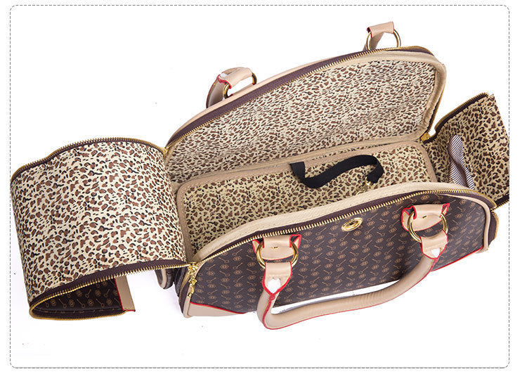 NNEDSZ Portable Pet Travel Bag - Anti-Crush Dog Carrier for Outdoor Trips (L-42x29x18cm, Coffee Color)-1