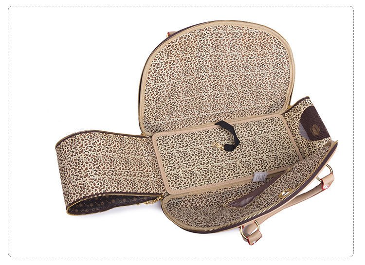 NNEDSZ Portable Pet Travel Bag - Anti-Crush Dog Carrier for Outdoor Trips (L-42x29x18cm, Coffee Color)-2