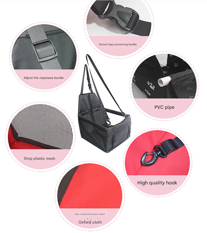 NNEDSZ Black and Grey Portable Pet Car Seat for Dogs and Cats - Adjustable Car Seat Cover, Pet Travel Car Carrier with Safety Belt-2