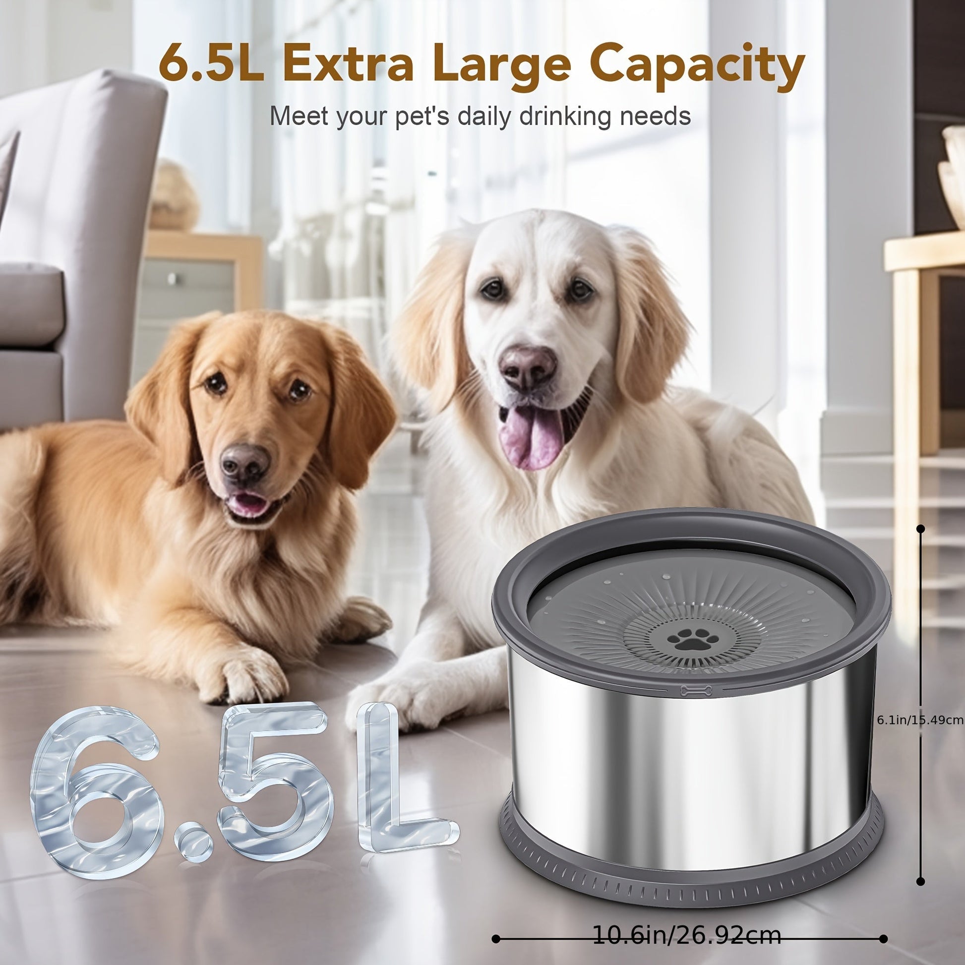 NNETM Extra Large Spill-Proof Dog Water Bowl-2