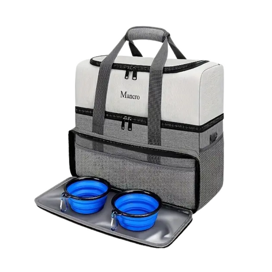 NNETM Dog Travel Bag Dual Layer with Bowls & Containers-0